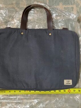 Line of Trade blue Canvas Laptop Briefcase/laptop ba with Leather Handles